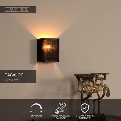 Lucide TAGALOG - Wandlamp - 1xE27 - Zwart